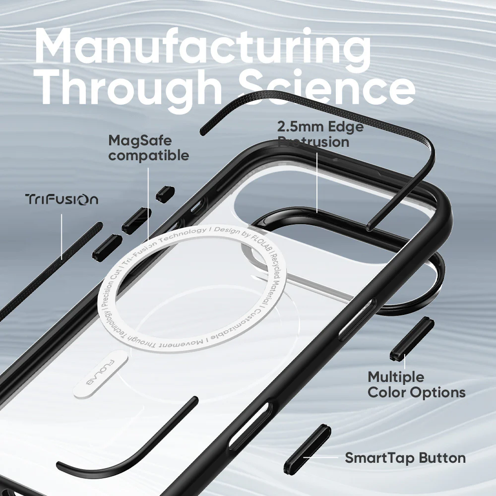 FLOLAB Surtect Tri-Fusion MagSafe Compatible Case – iPhone 17 Series (Black Frost White Ring) - Image 13