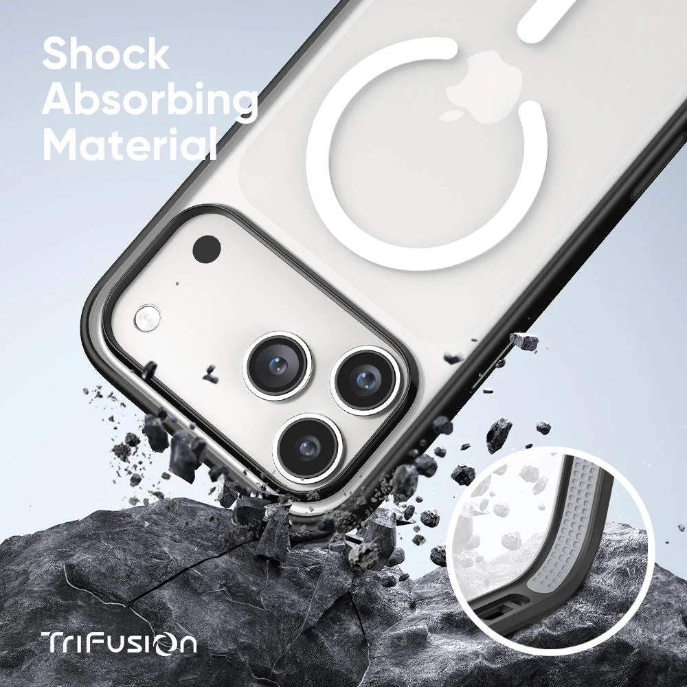 FLOLAB Surtect Tri-Fusion MagSafe Compatible Case – iPhone 17 Series (Black Frost White Ring) - Image 4