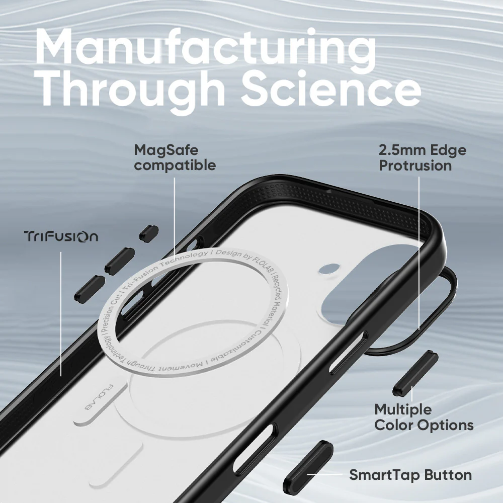 FLOLAB Surtect Tri-Fusion MagSafe Compatible Case – iPhone 17 Series (Black Frost White Ring) - Image 9