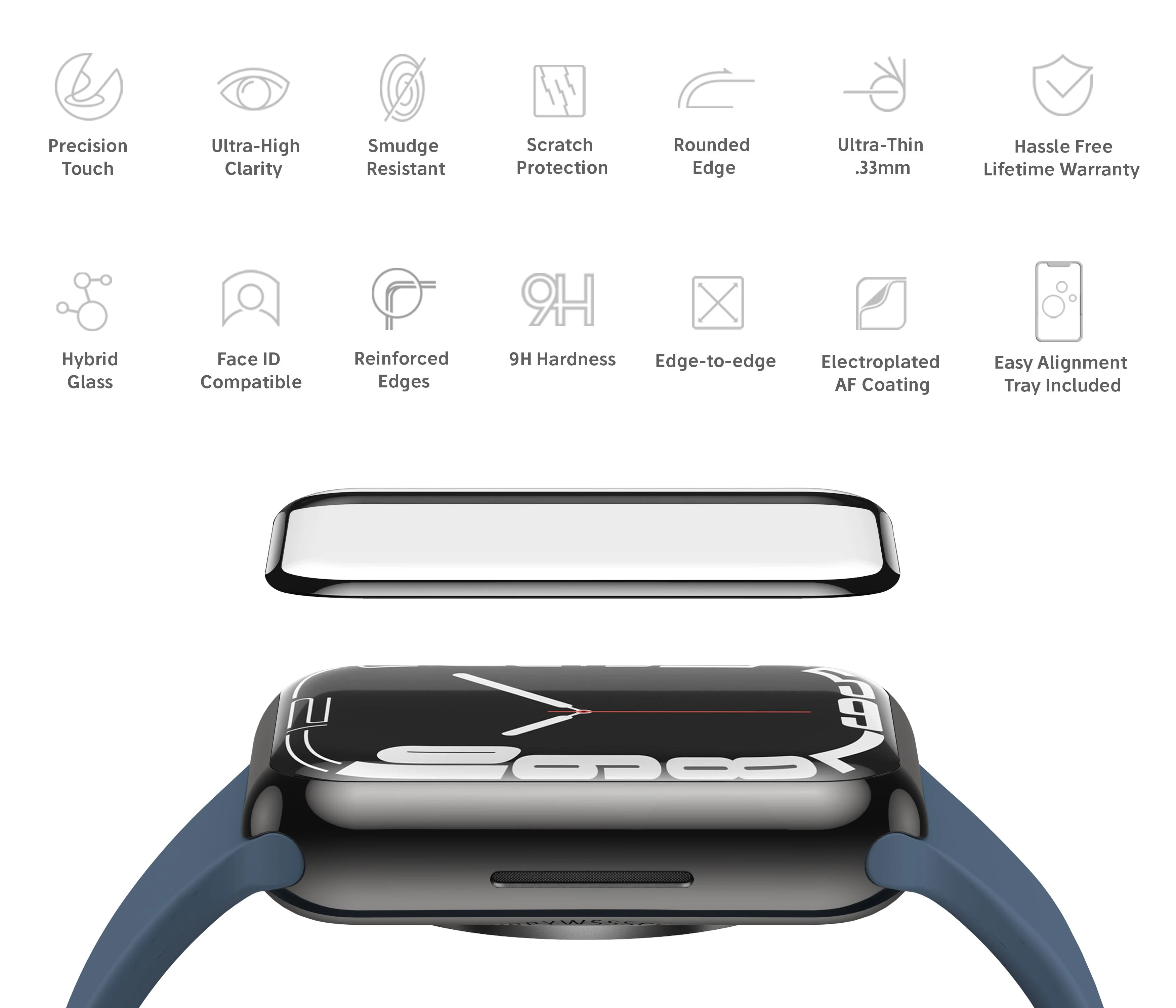 Hybrid Glass NanoArmour for Apple Watch Series 9 Screen Protector - Image 3