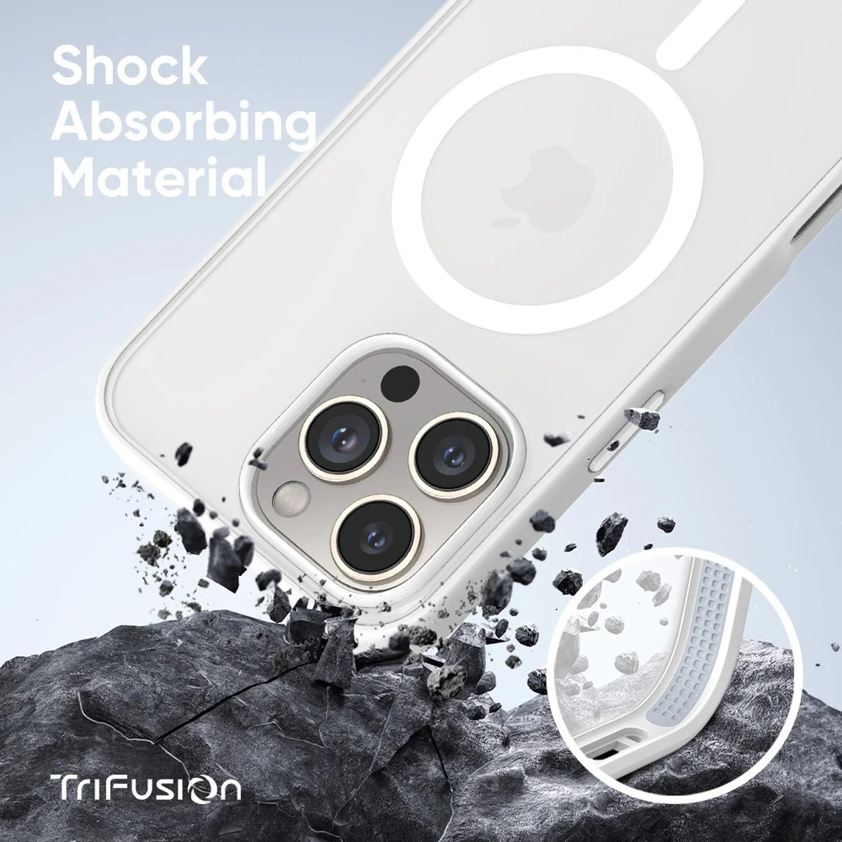 FLOLAB Surtect Tri-Fusion MagSafe Compatible Case – iPhone 16 Series (White Frost) - Image 4