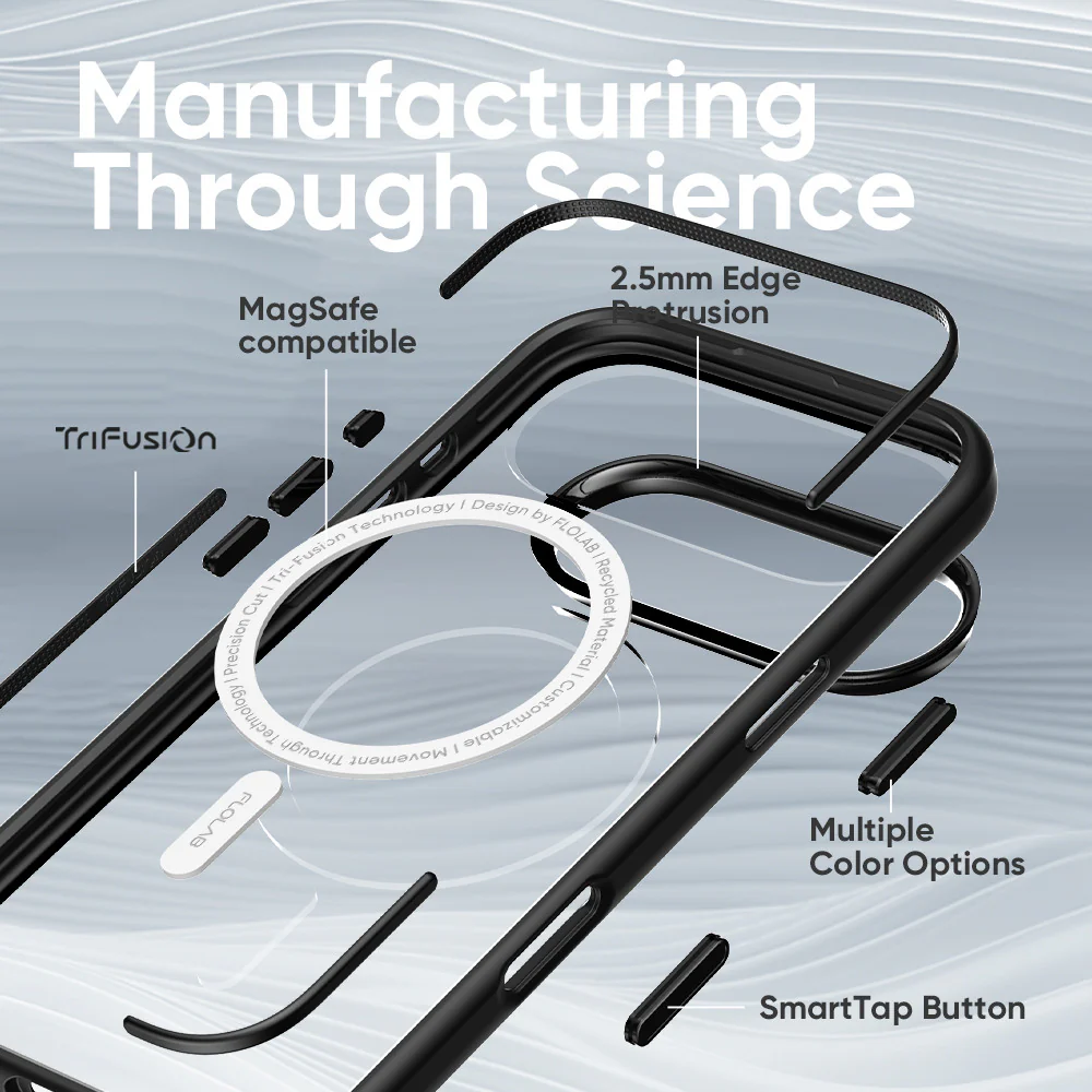 FLOLAB Surtect Tri-Fusion MagSafe Compatible Case – iPhone 17 Series (Black Clear White Ring) - Image 12
