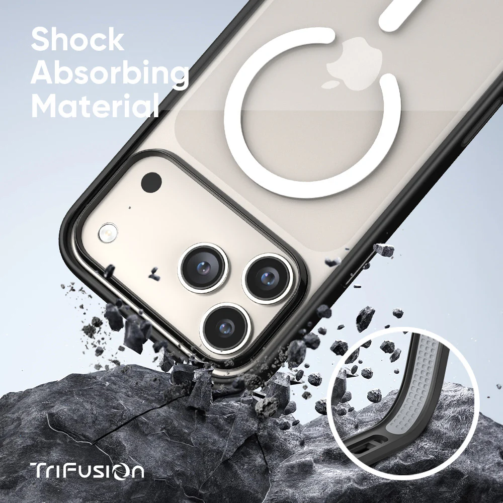 FLOLAB Surtect Tri-Fusion MagSafe Compatible Case – iPhone 17 Series (Black Clear White Ring) - Image 4