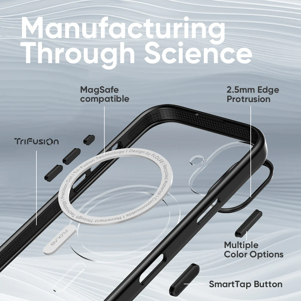 FLOLAB Surtect Tri-Fusion MagSafe Compatible Case – iPhone 17 Series (Black Clear White Ring) - Image 8