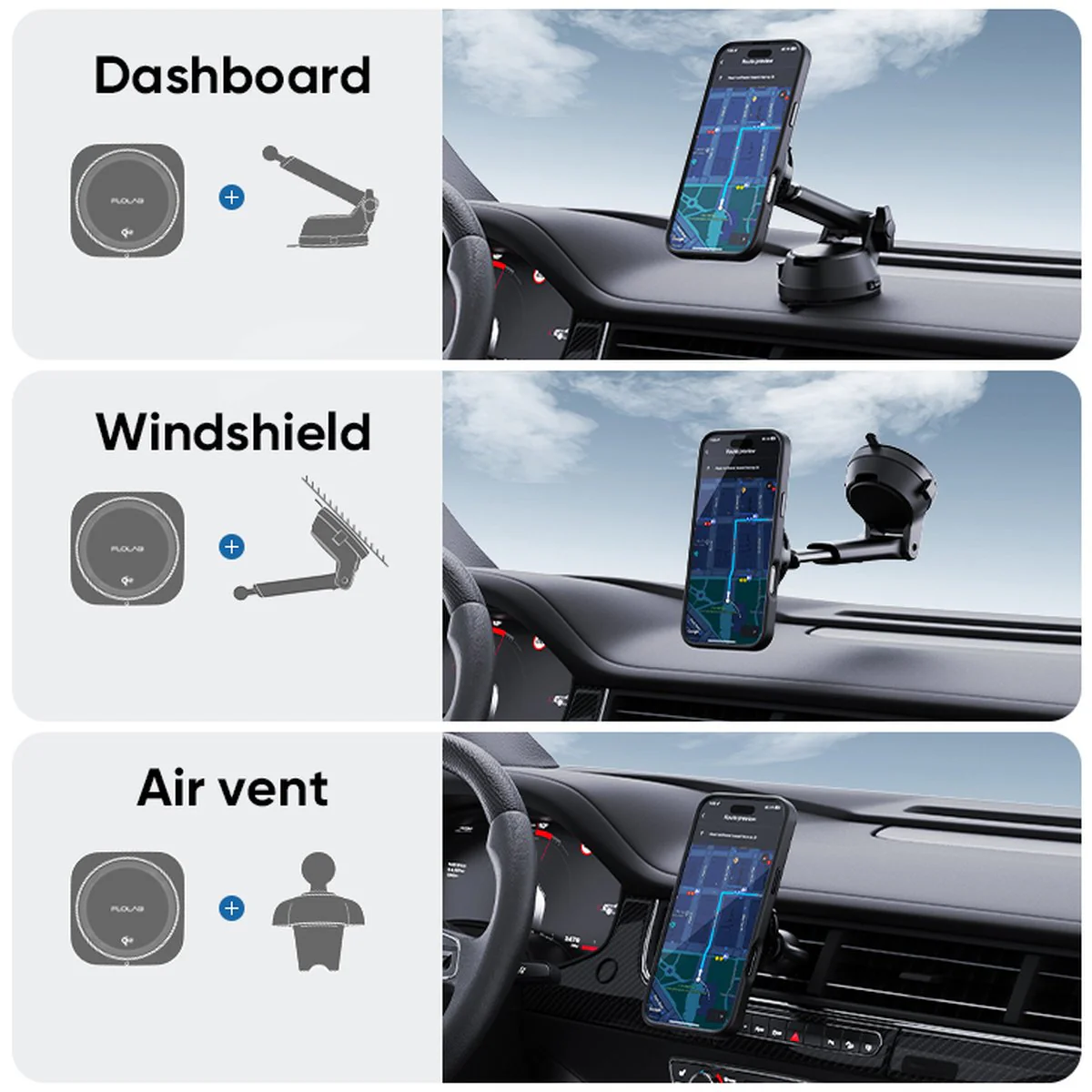 FLOLAB MagFLO Qi2 15W Best Wireless Car Charger With Cooling K2, 30W Car Charger- Fast Charging - Image 5