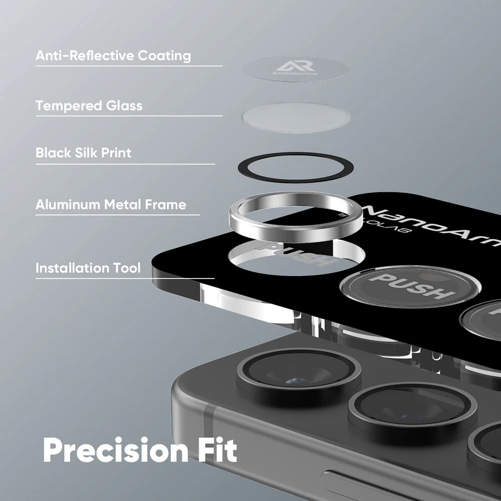 FLOLAB NanoArmour for Samsung Galaxy S25 Plus Camera Lens Protector Anti Reflective Coating - 2 Color Options - Image 10