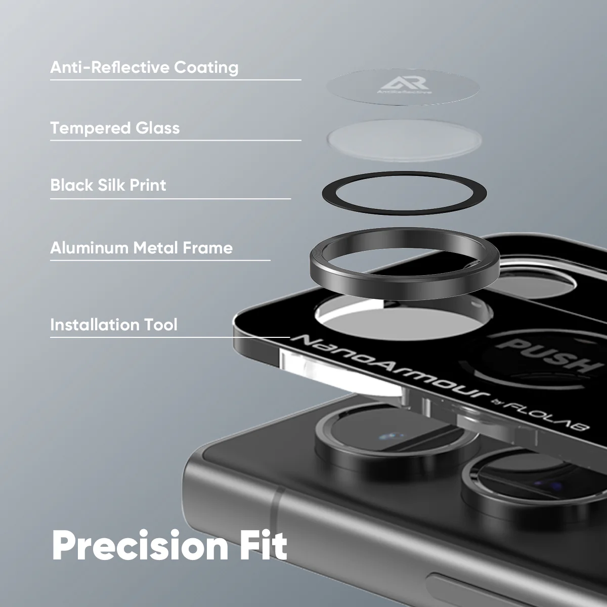 FLOLAB NanoArmour for Samsung Galaxy S24 Ultra Camera Lens Protector Anti Reflective Coating - Image 3