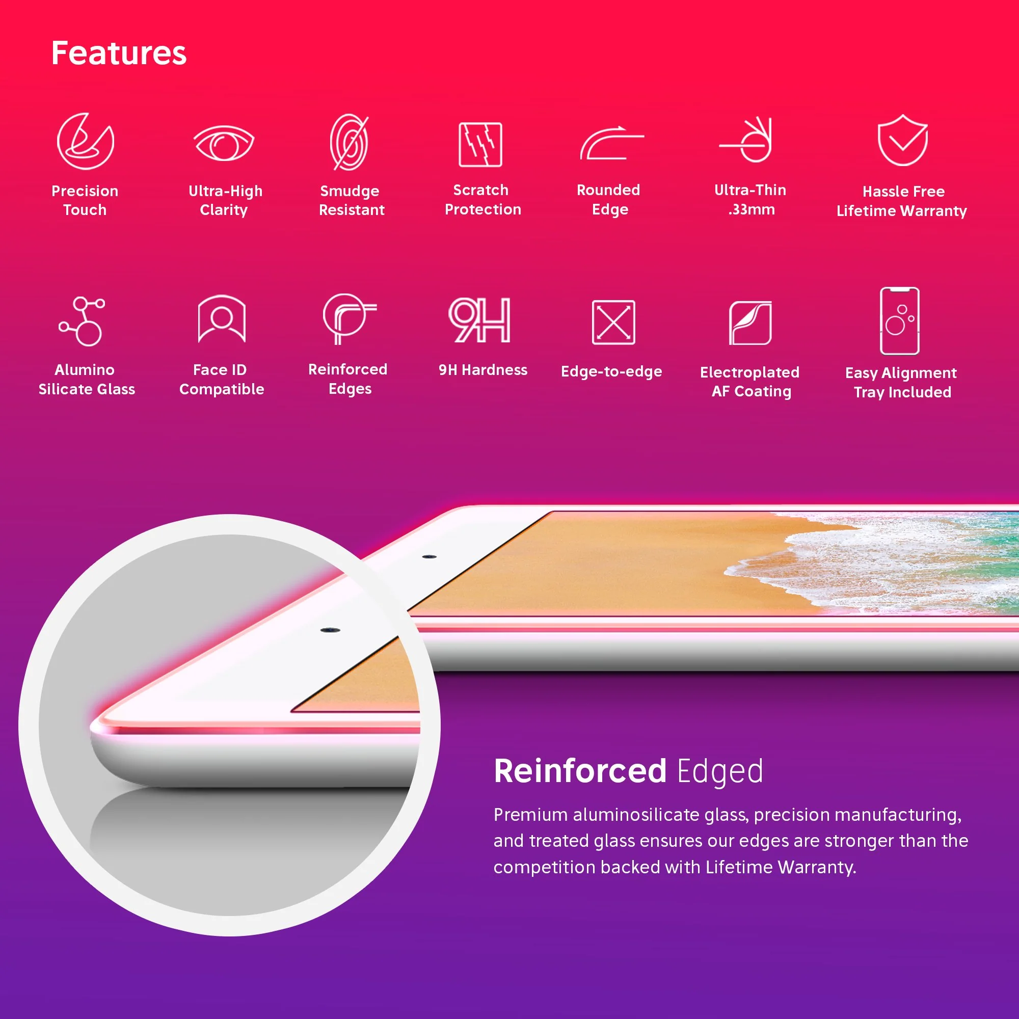 FLOLAB Crystal Clear Glass Screen Protector for iPad Pro 12.9 2nd Gen 1st Gen - Image 3
