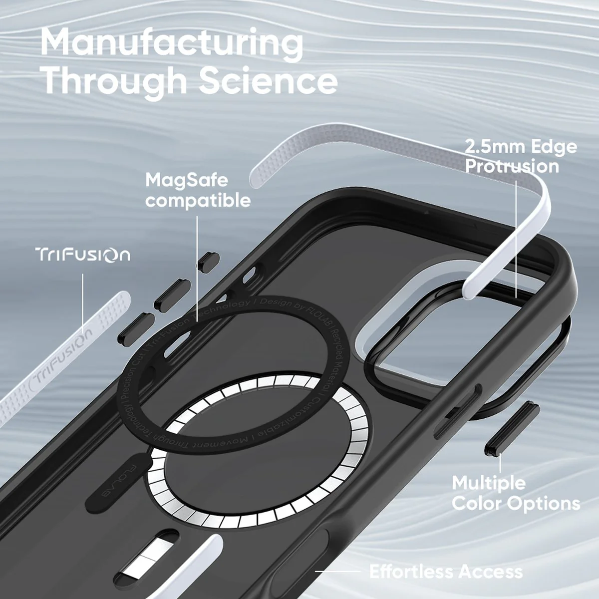 FLOLAB Surtect Tri-Fusion MagSafe Compatible Case – iPhone 16 Series (Stealth Black Clear) - Image 3