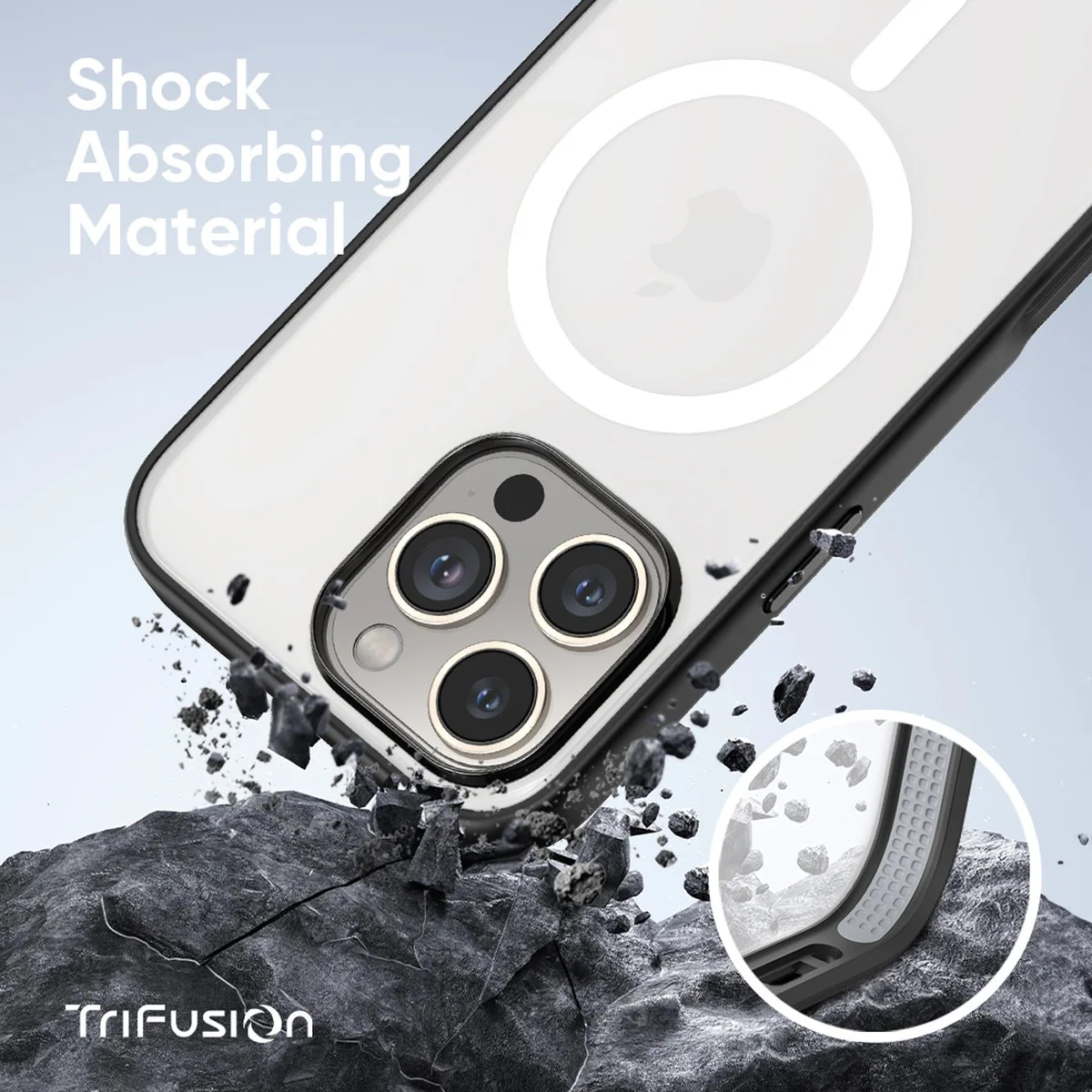 FLOLAB Surtect Tri-Fusion MagSafe Compatible Case – iPhone 16 Series (Black Frost White Ring) - Image 5