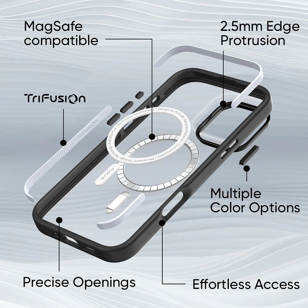 FLOLAB Surtect Tri-Fusion MagSafe Compatible Case – iPhone 16 Series (Black Clear) - Image 4