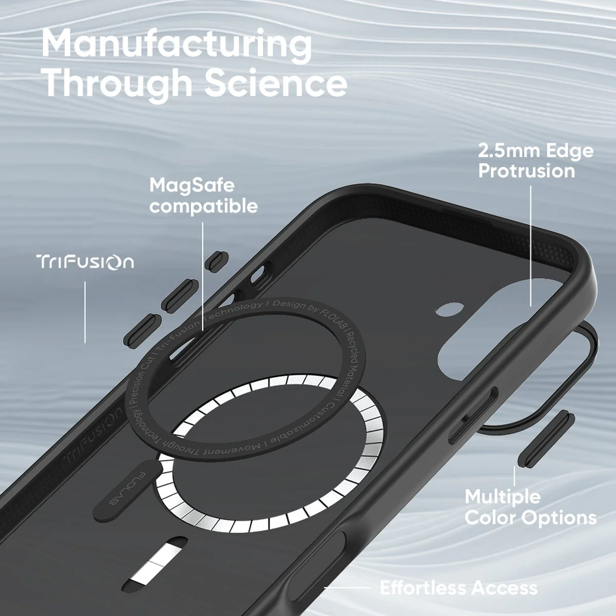 FLOLAB Surtect Tri-Fusion MagSafe Compatible Case – iPhone 16 Series (Matte Black Frost) - Image 7