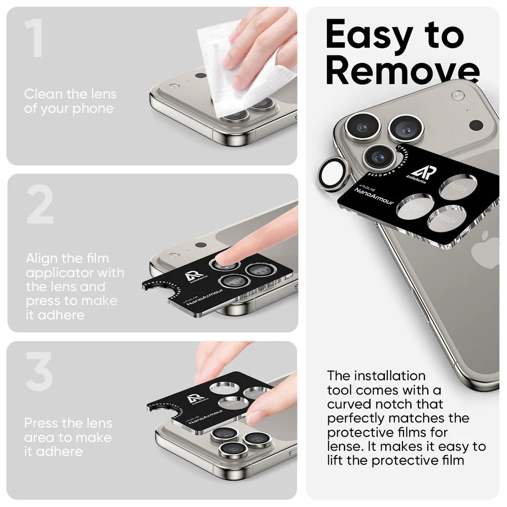 NanoArmour Camera Protector – iPhone 17 Pro / Pro Max Anti Reflective - Image 7