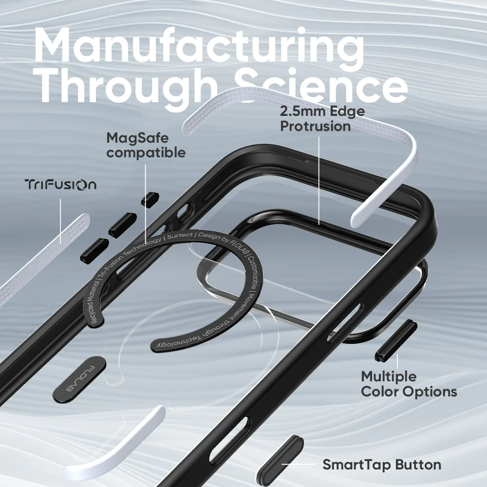 FLOLAB Surtect Tri-Fusion MagSafe Compatible Case – iPhone 17 Series (Black Clear) - Image 5