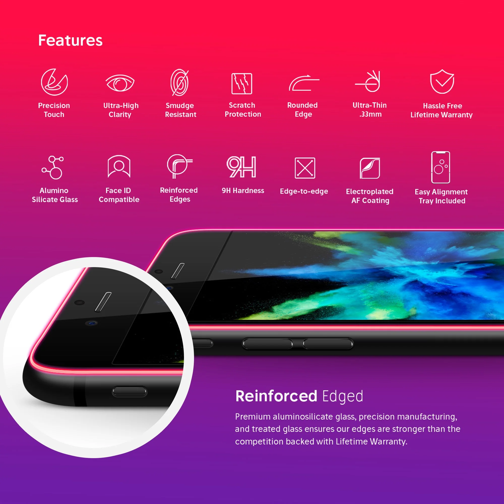 NanoArmour for iPhone 7 Tempered Glass Screen Protector - Image 3