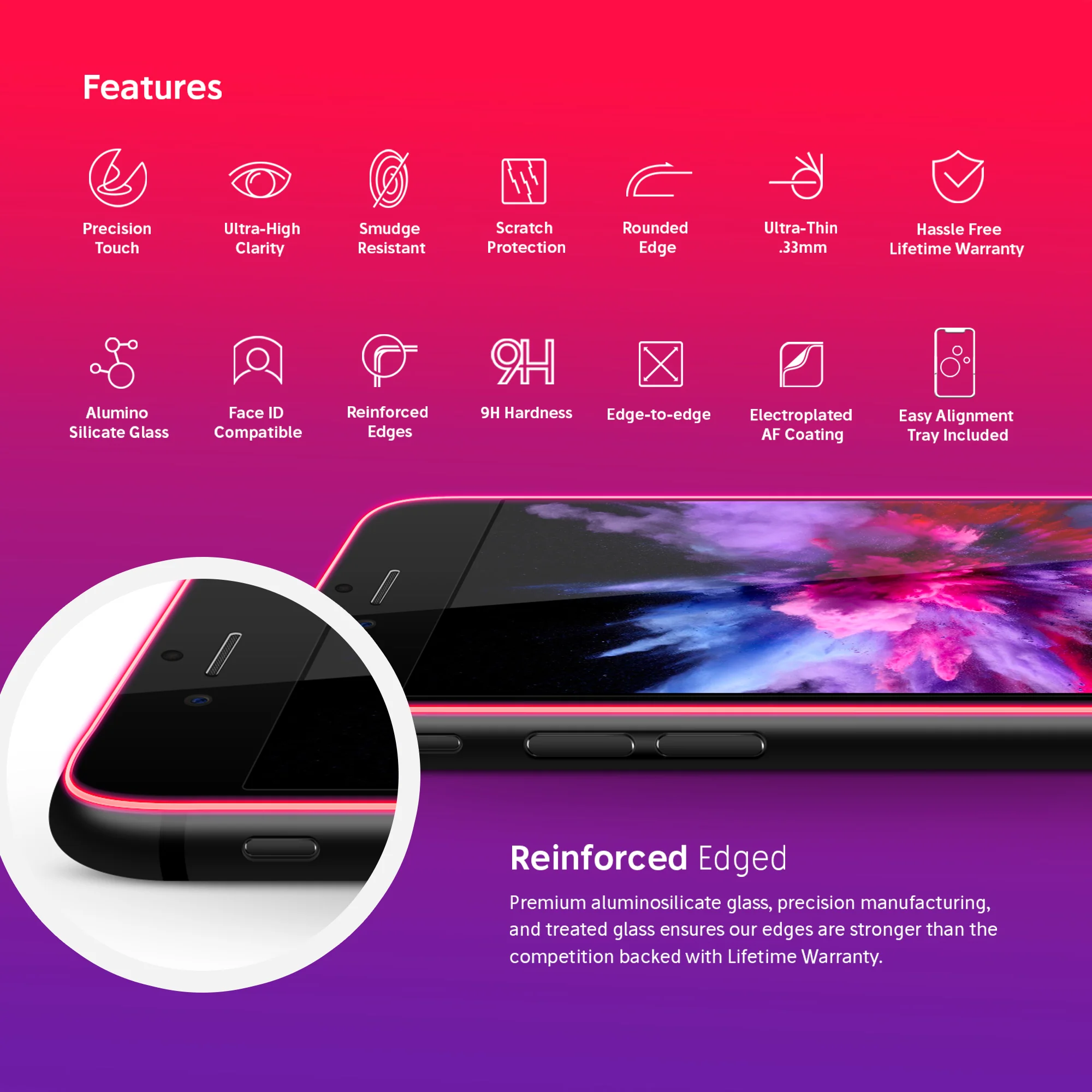 NanoArmour for iPhone 8 / 7 Plus Tempered Glass Screen Protector - Image 4