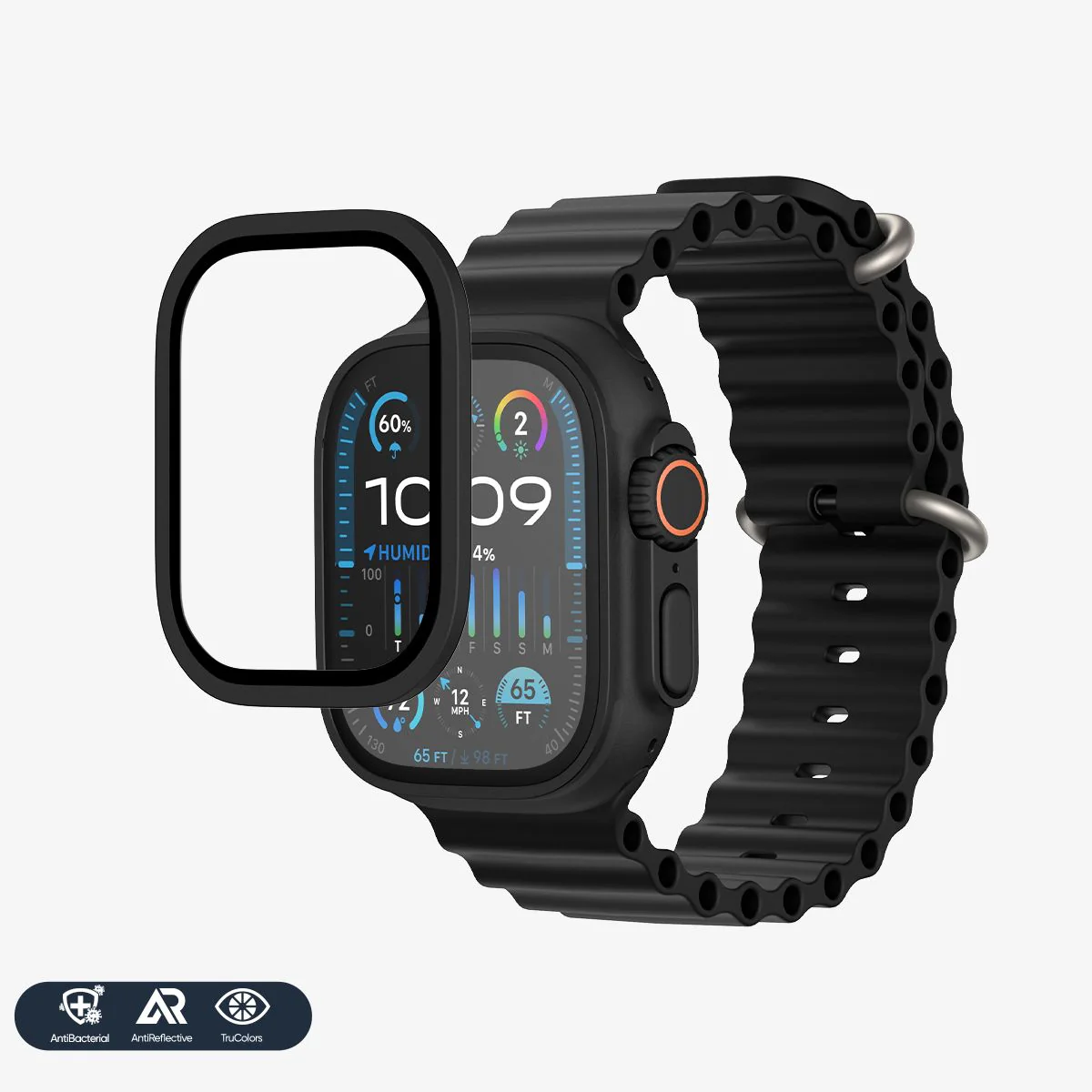 NanoArmour for Apple Watch Ultra 3 / Ultra 2 / Ultra 1 with ClearVue Anti-Reflective Tempered Glass Screen Protector: Aluminum Frame - Image 14