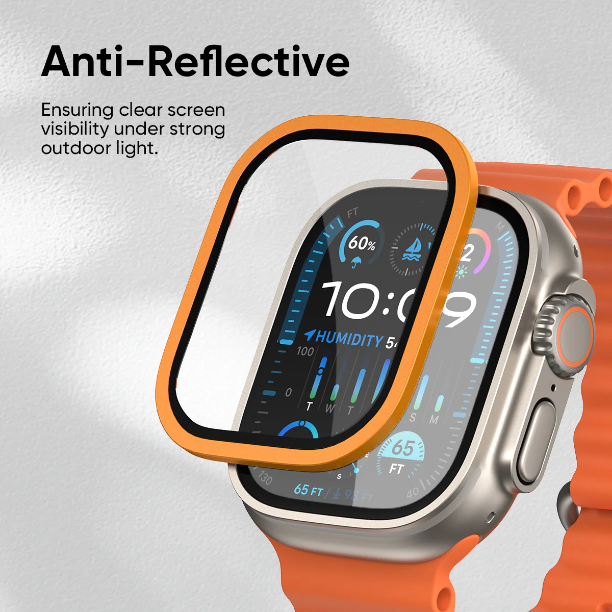 NanoArmour for Apple Watch Ultra 3 / Ultra 2 / Ultra 1 with ClearVue Anti-Reflective Tempered Glass Screen Protector: Aluminum Frame - Image 6