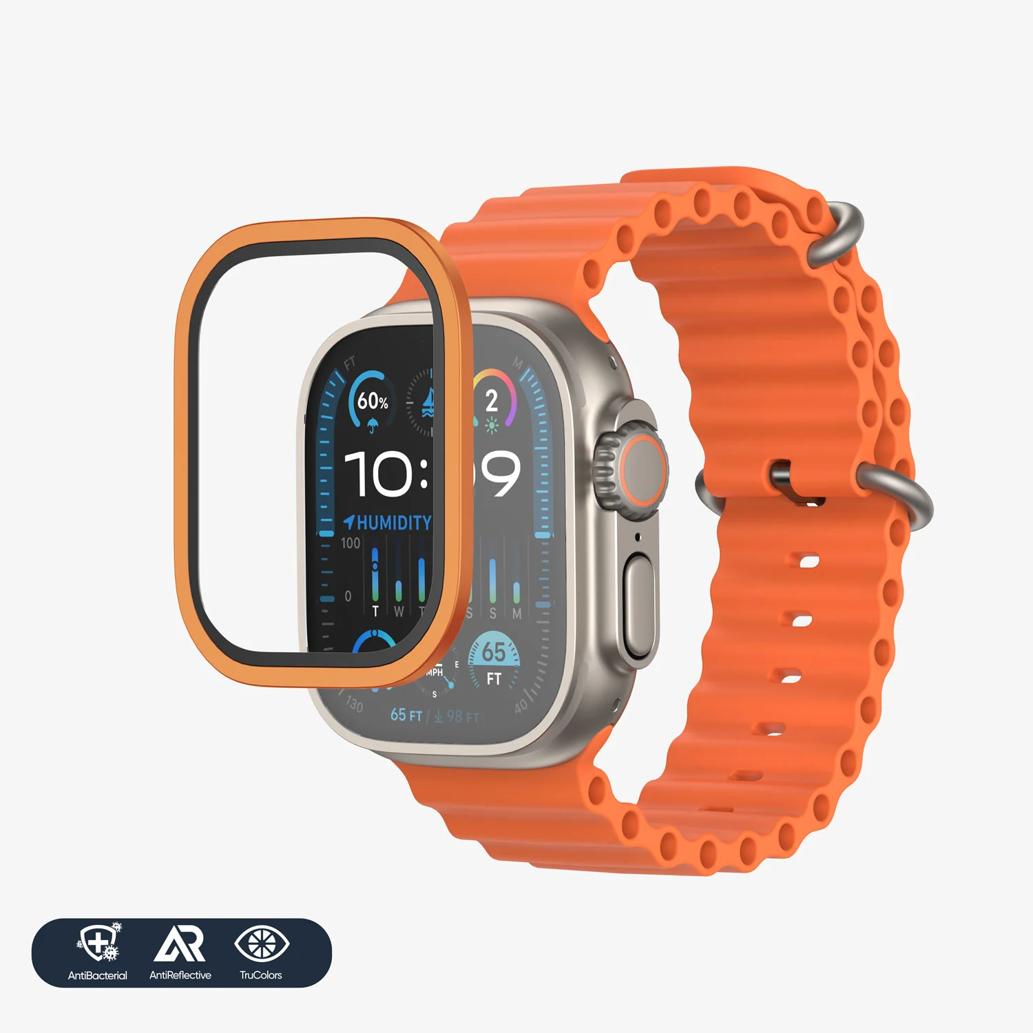 NanoArmour for Apple Watch Ultra 3 / Ultra 2 / Ultra 1 with ClearVue Anti-Reflective Tempered Glass Screen Protector: Aluminum Frame - Image 8