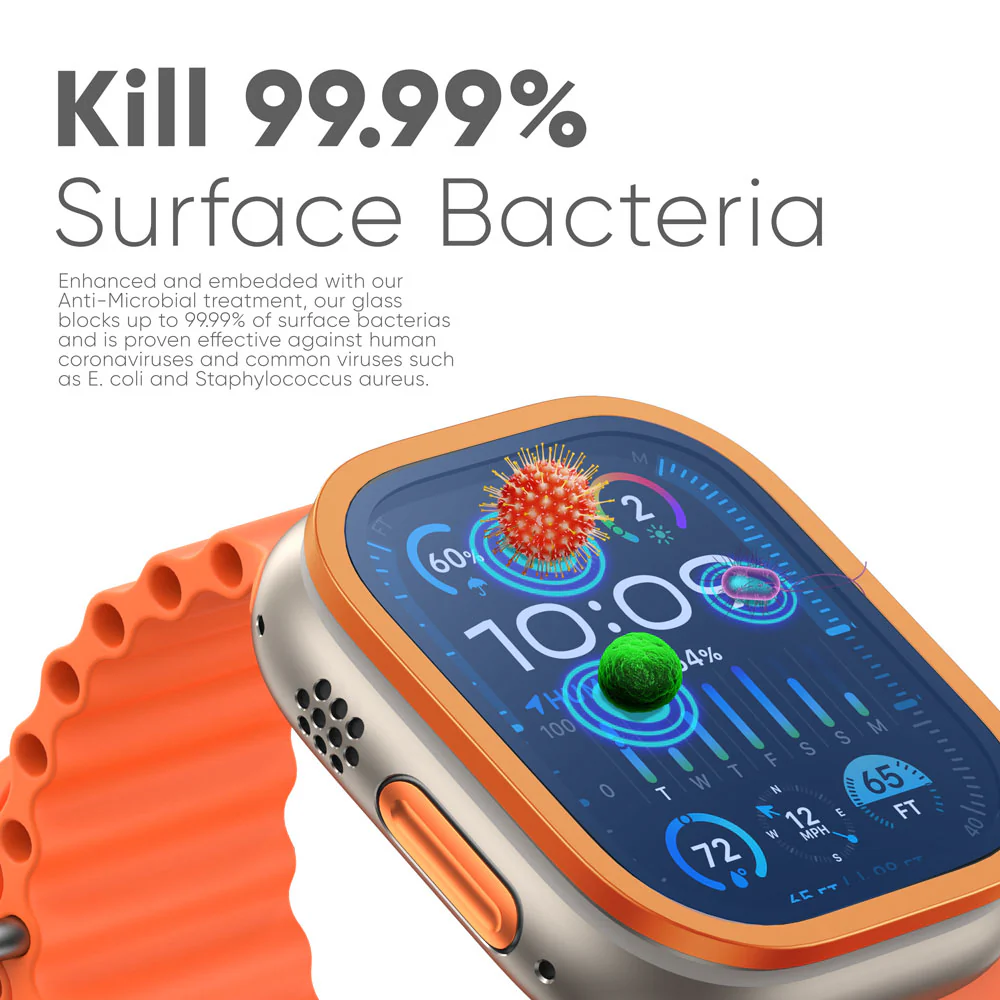 NanoArmour for Apple Watch Ultra 3 / Ultra 2 / Ultra 1 with ClearVue Anti-Reflective Tempered Glass Screen Protector: Aluminum Frame - Image 9