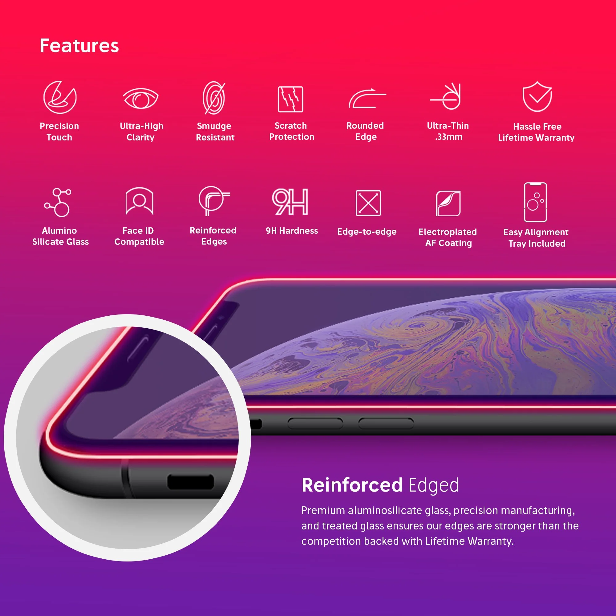 NanoArmour for iPhone XS / X Anti-Blue Light Screen Protector Case Friendly - Image 2