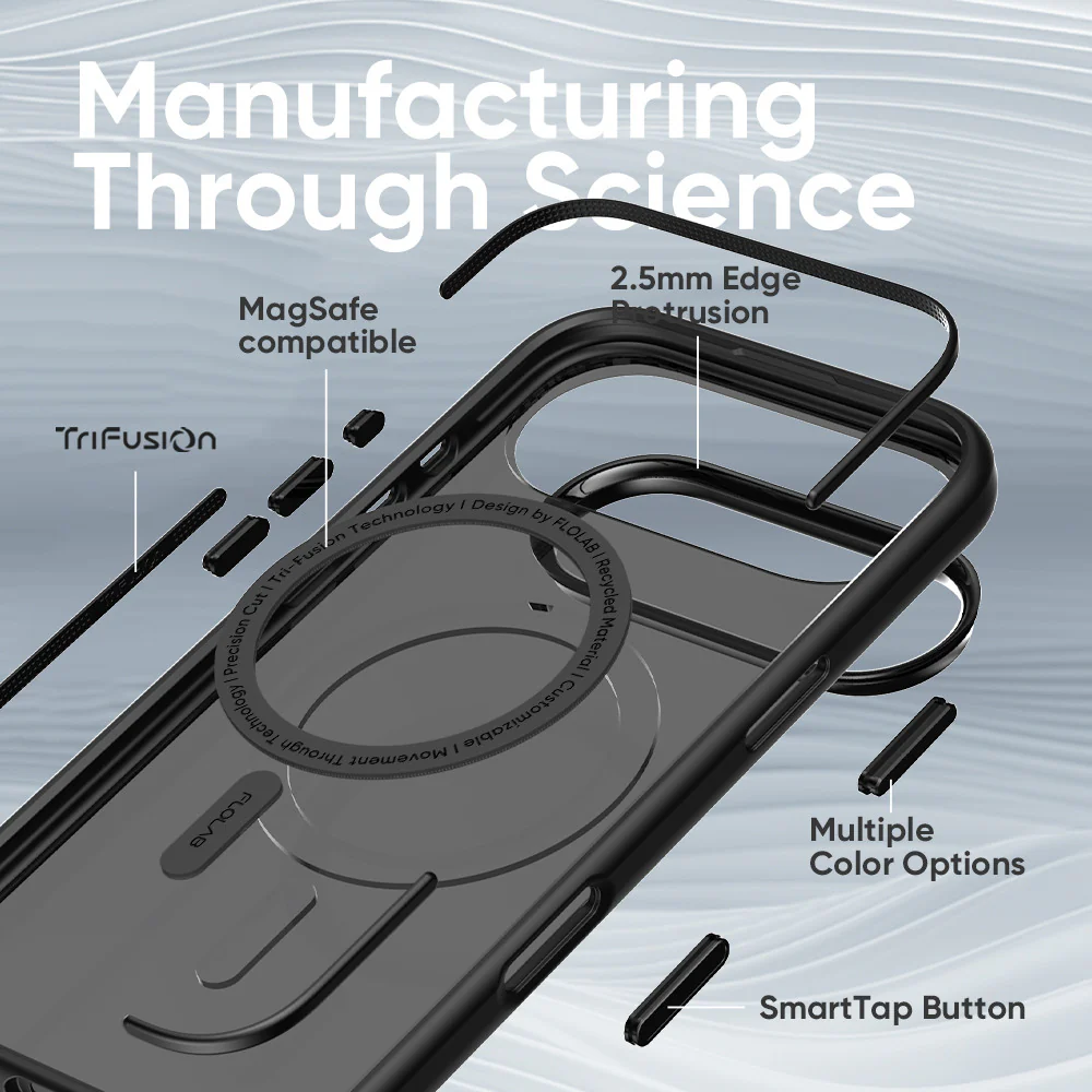 FLOLAB Surtect Tri-Fusion MagSafe Compatible Case – iPhone 17 Series (Stealth Black Clear) - Image 13