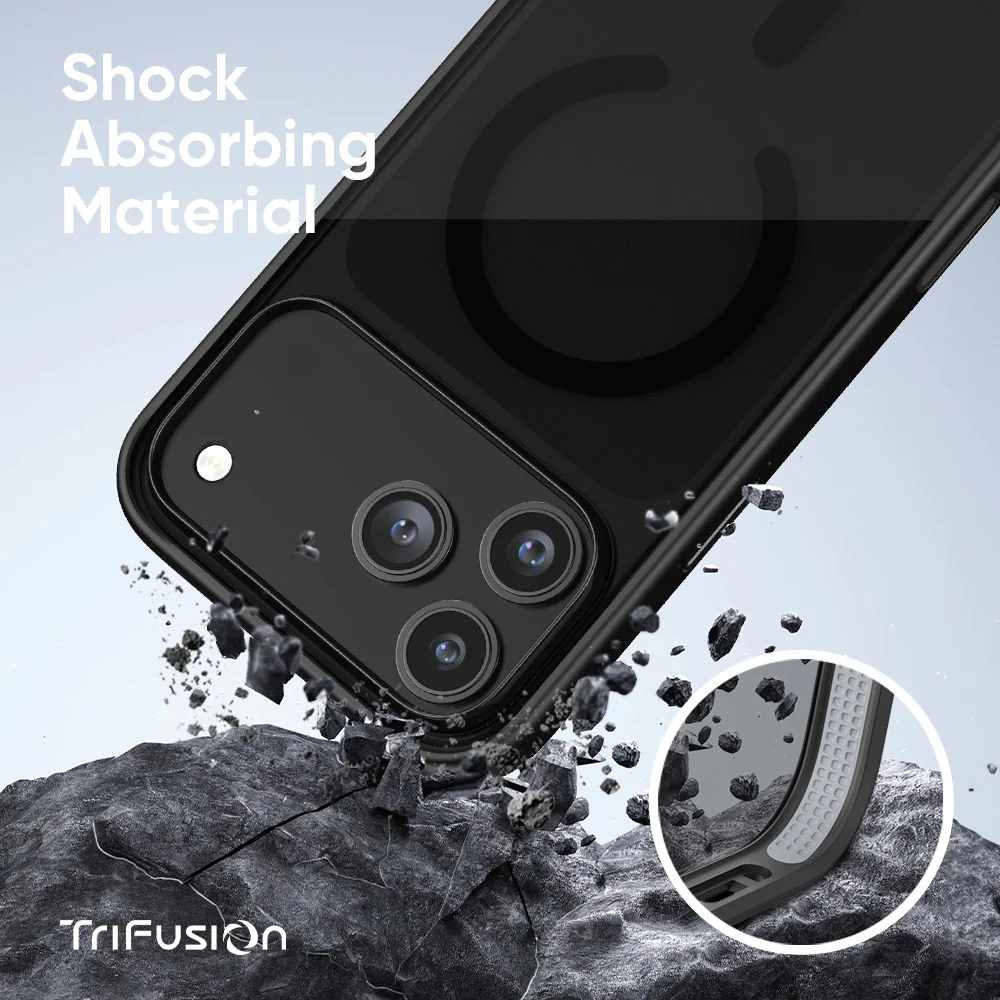 FLOLAB Surtect Tri-Fusion MagSafe Compatible Case – iPhone 17 Series (Stealth Black Clear) - Image 4