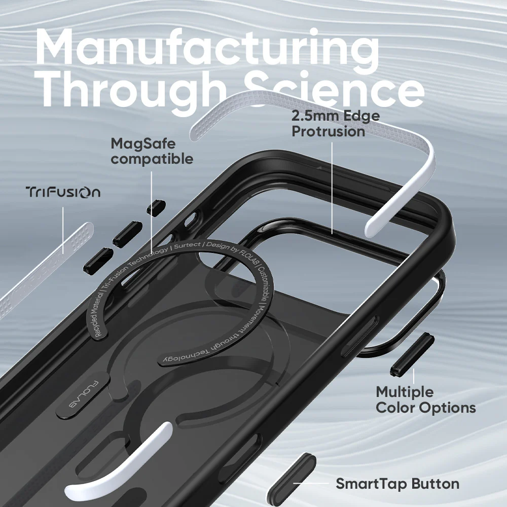 FLOLAB Surtect Tri-Fusion MagSafe Compatible Case – iPhone 17 Series (Stealth Black Clear) - Image 5