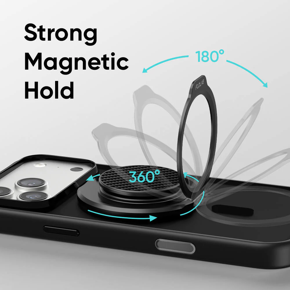 FLOLAB ForgeGrip Magnetic Stand & Phone Grip for iPhone Magsafe, Compatible with Android Phone - Walnut - Image 9