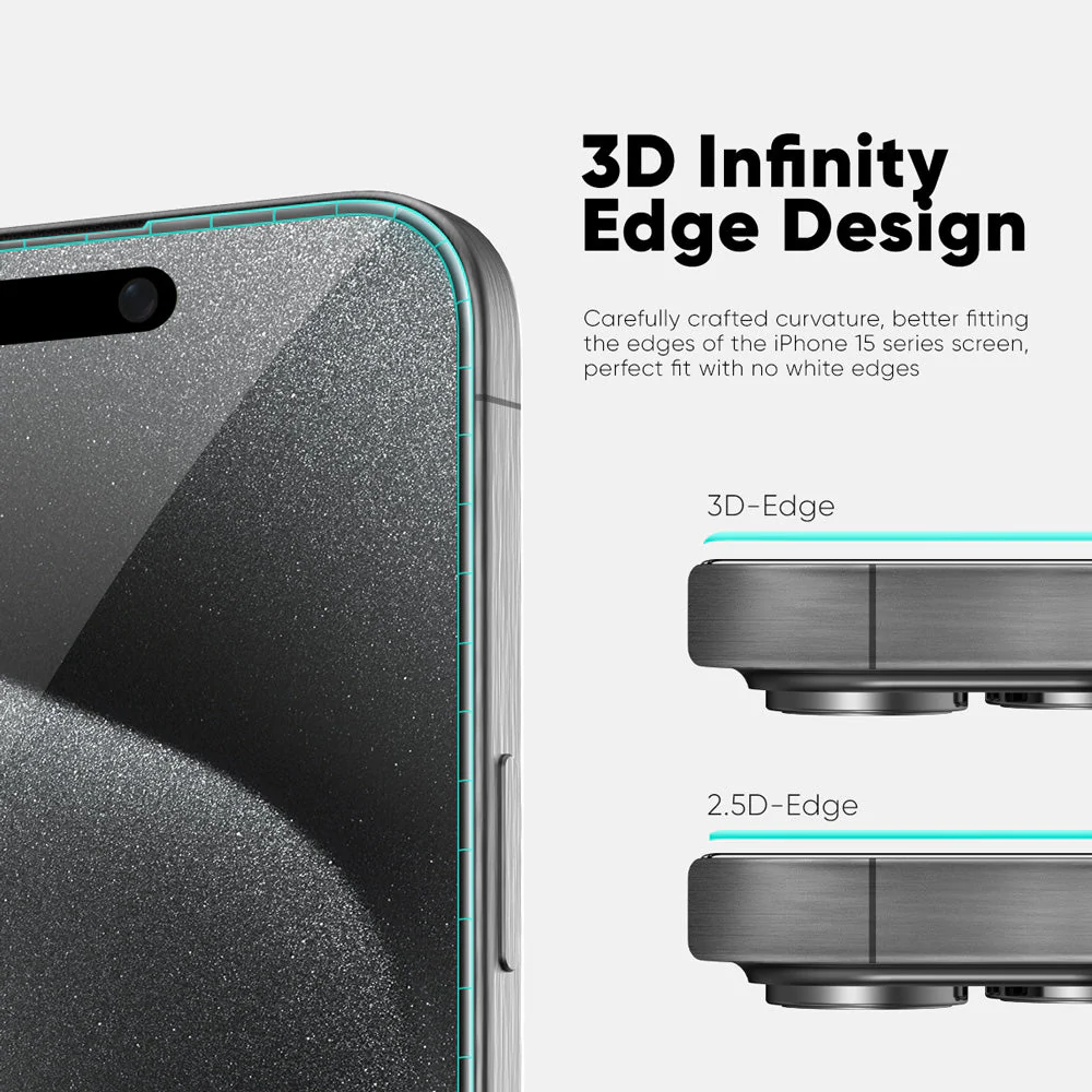 NanoArmour ONETIME MAX Blue Light ClearVue 3D Infinity Edge – iPhone 15 Series - Image 3